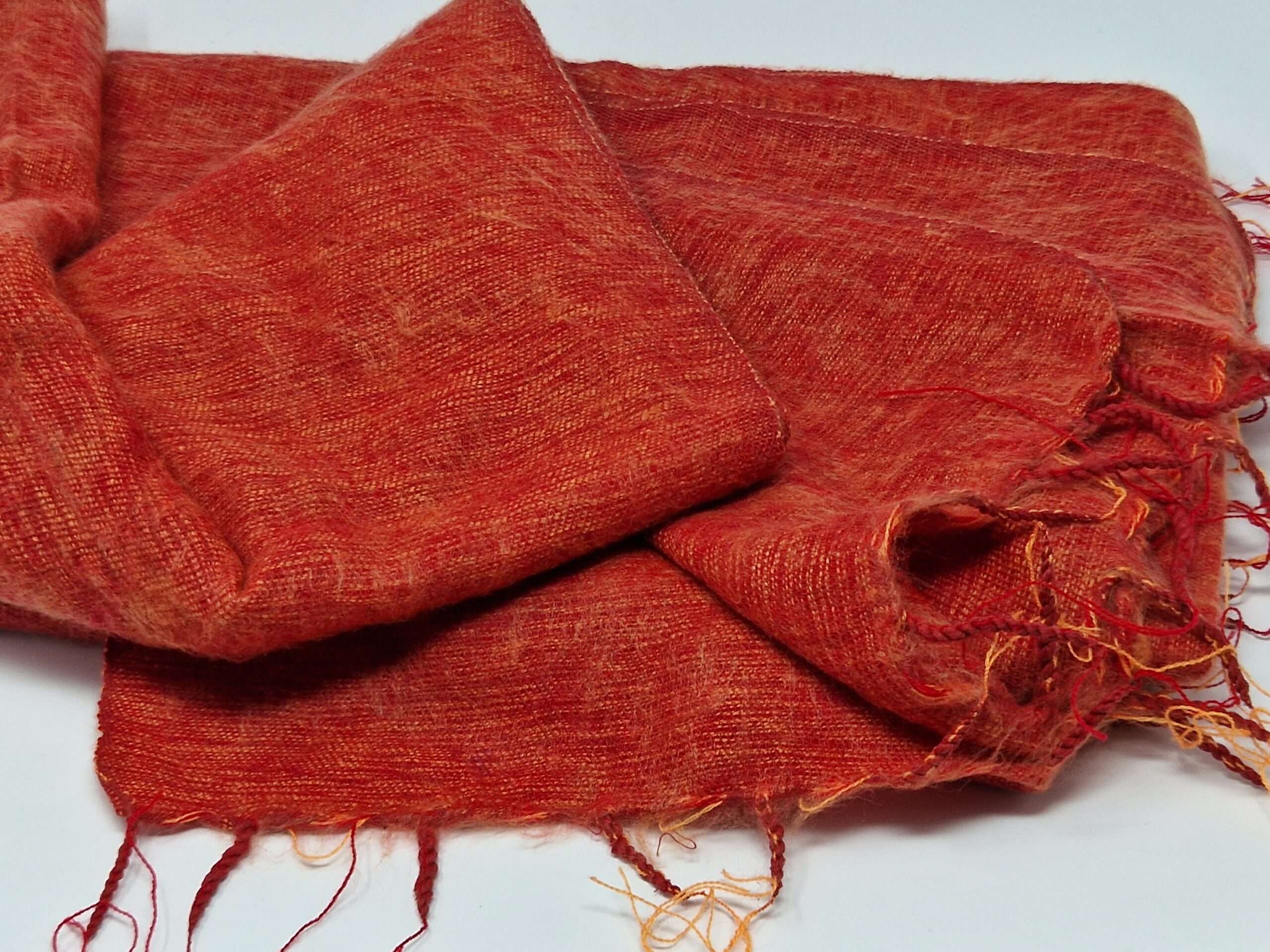 red woolen shawl