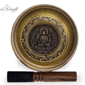Etching buddha-carved singing bowl