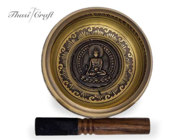 Etching buddha-carved singing bowl