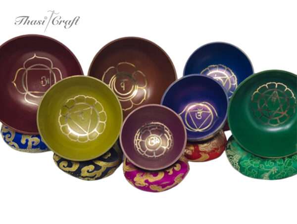 colorful singing bowl set of 7